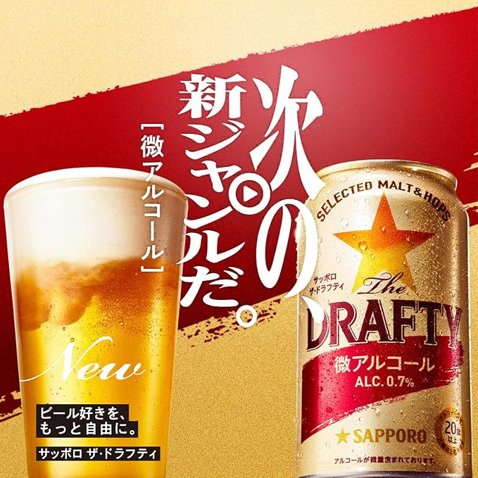 Amazon Co Jp アルコール0 7 サッポロ ザ ドラフティ 350ml 24本 食品 飲料 お酒
