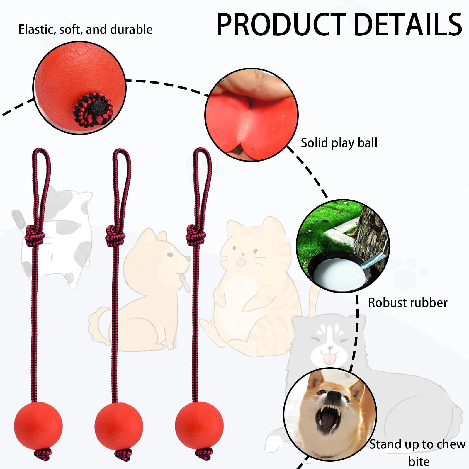 YSBCNK 3 Pack Dog Ball On Rope, Interactive Dog Toys - Image 3