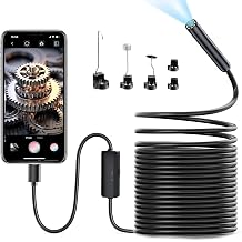 Endoscopic Camera with Light, 16.4ft Semi-Rigid Snake Inspection Camera 1920P HD Endoscope, Equipped with 8 Adjustable LED Lights, 8mm Lens, Compatible with Mobile Phone Power Supply Usage