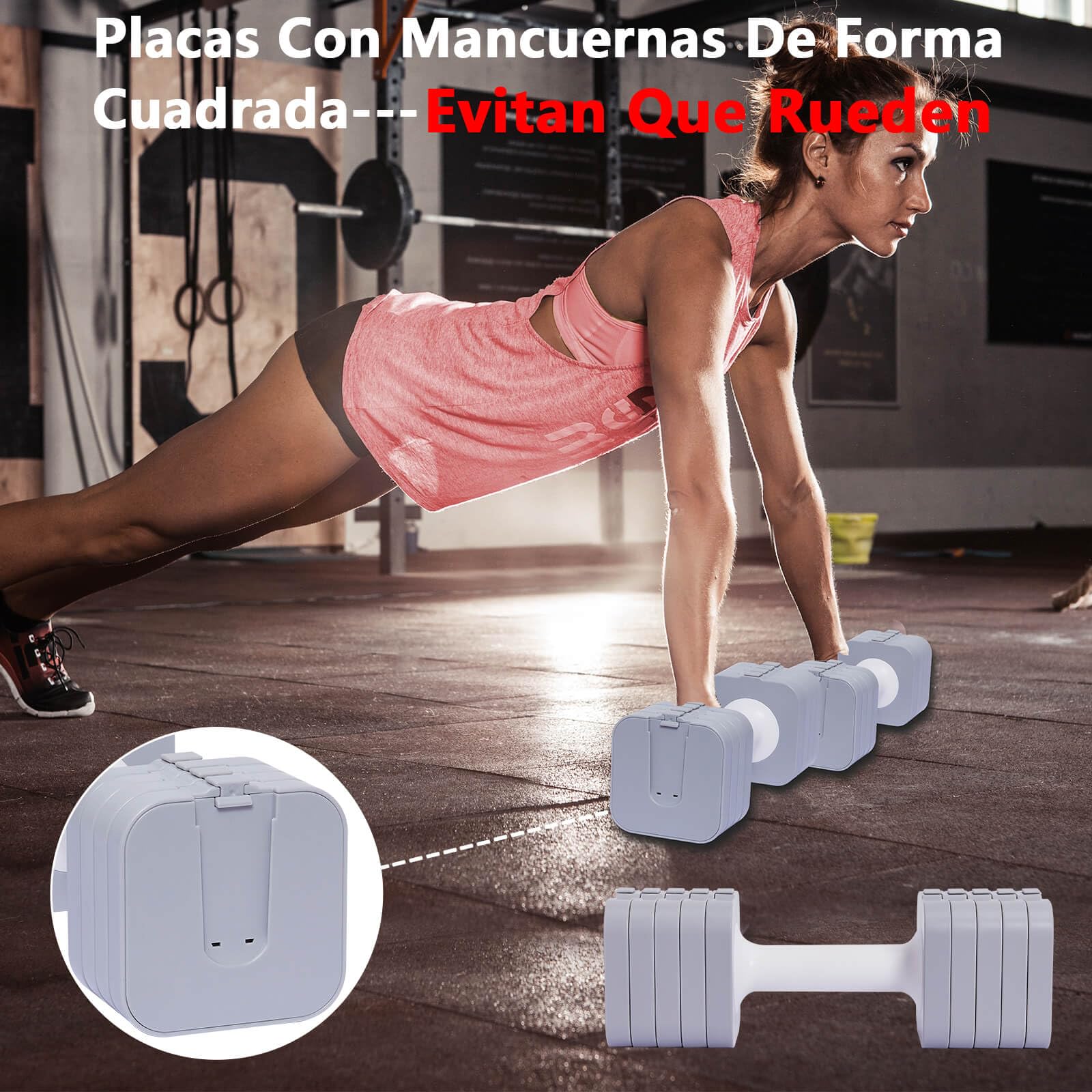 Mancuernas Ajustables, Mancuernas 10KG(2 * 5KG), Impermeable y Ahorrar Espacio, Fácil de Ajustar, Pesas y Mancuernas, Pesas Ajustables, Ideales para Entrenamiento Gimnasio en Casa