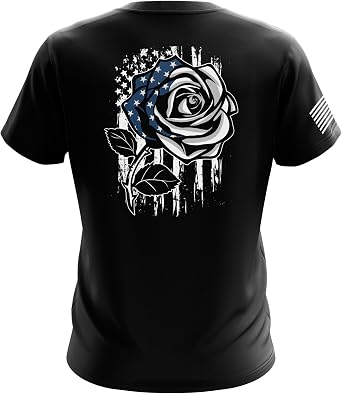 Mens Blue Line Patriotic T-Shirt, Heavyweight Cotton Classic Fit Crew Neck Short Sleeve Graphic Tee, Made in USA