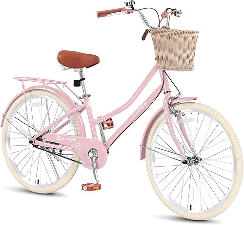 Miniatura 12 de Bicicleta para niñas de 16, 20 y 24 pulgadas, con canasta, bicicletas para niñas mayores de 4 años, bicicletas para niños de una sola velocidad con