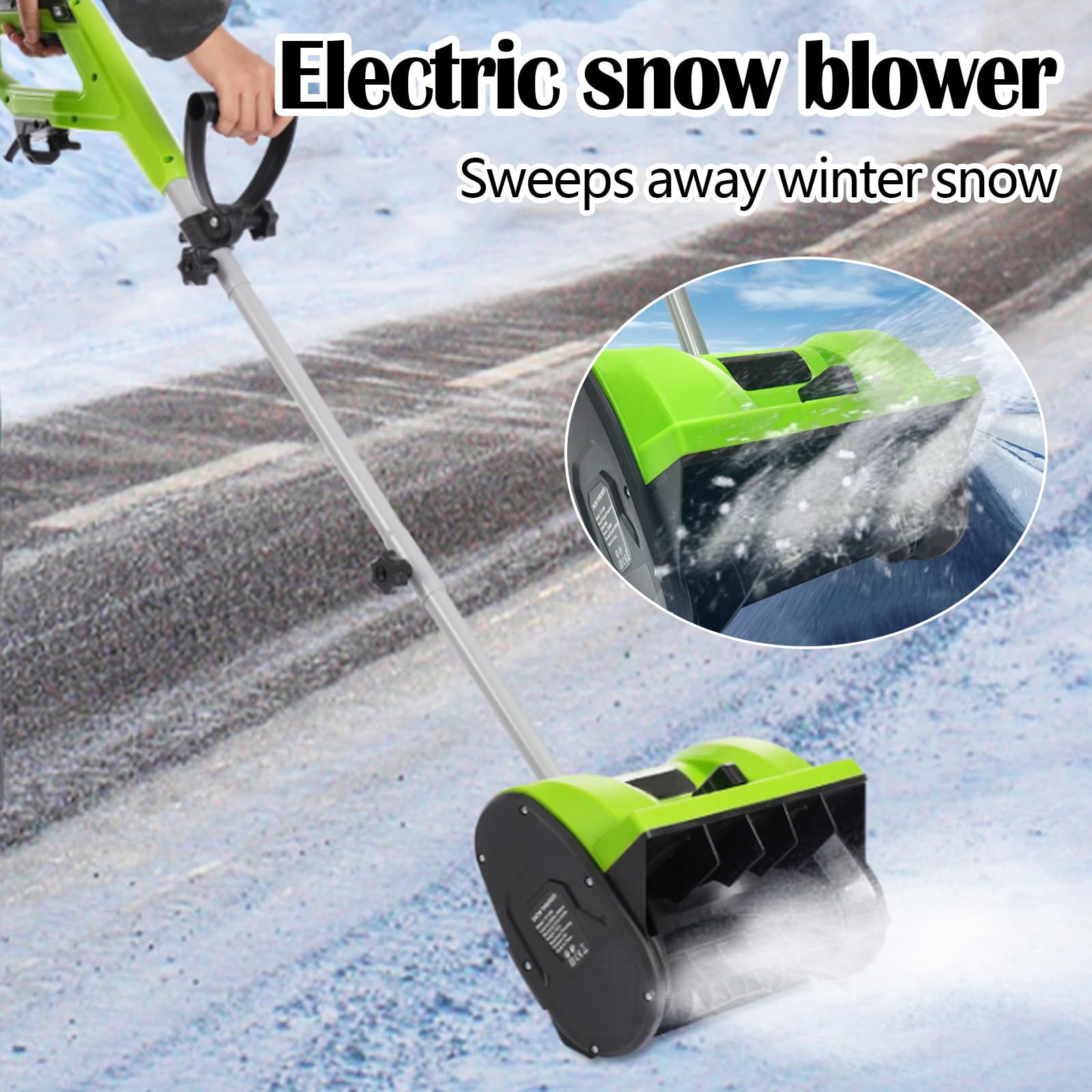 Sopladores Nieve, 1200W Barredora Nieve Soplador Eléctrico Barredora 220V Exteriores Dirección Lanzamiento Nieve Ajustable Mango 180 ° 3500 Rpm Distancia Máxima Lanzamiento 8M 32cm Ancho Barrido Nieve