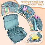58pcs Crochet Kit for Beginners, Crochet Hook Set with Yarn, Portable Crocheting Kit for Starter, Ergonomic Crochet Needles Tools DIY Knitting Accessories for Experienced Crochet Lovers, Blue Flower