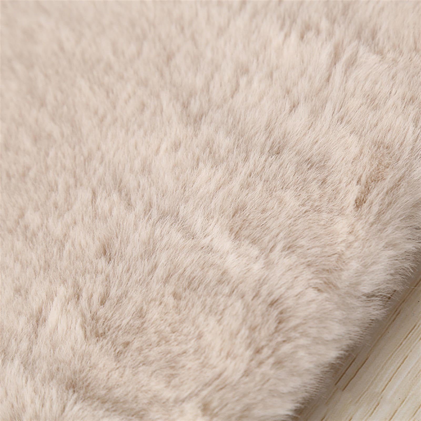 Couverture fausse fourrure de lapin beige 80x150cm haute densite pour maison