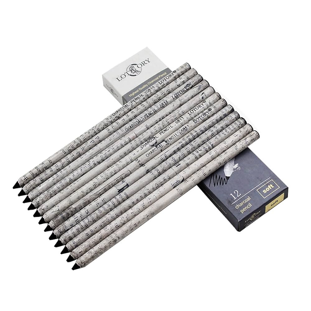 チャコール鉛筆画 Amazon | 木炭鉛筆 10本セット チャコール 木炭 デッサン 線描