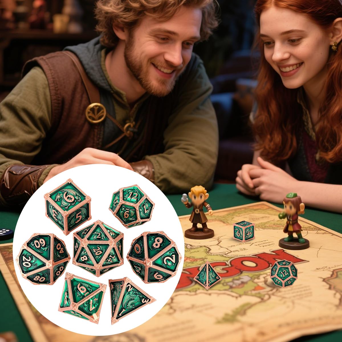 Hilvard - Metalen Dobbelstenen Set - Goud - D&D Dice Set - DnD Polydice Set   7 Stuks   Inclusief Metalen Case En Velvet Opbergzak   Geschikt Voor Dungeons And Dragons 8720387955961