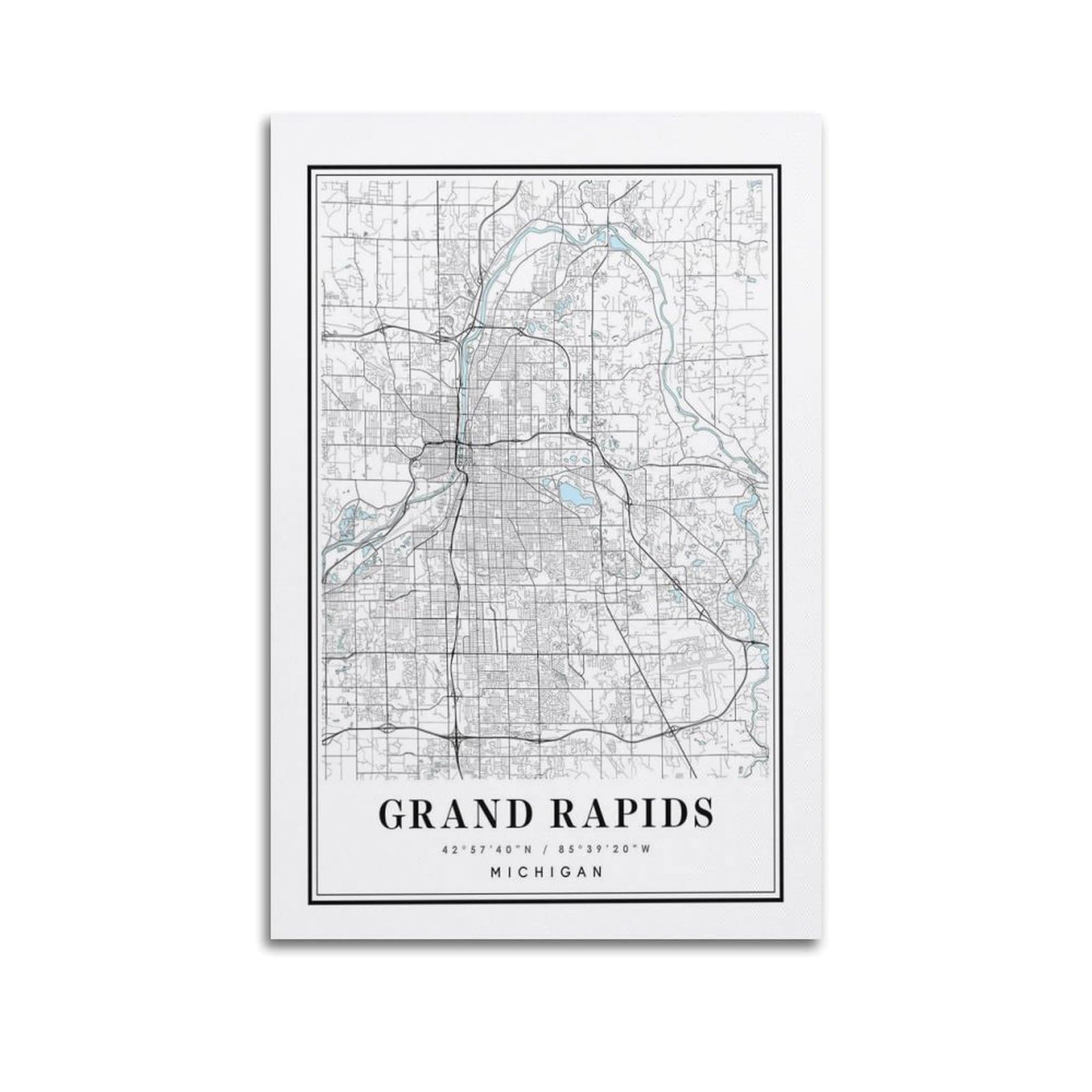 xiaoxiaoshen Grand Rapids Michigan Map Canvas Poster Wall Art Prints Room Aesthetic Murals Bedroom And Living Decorations 20x30inch(50x75cm)