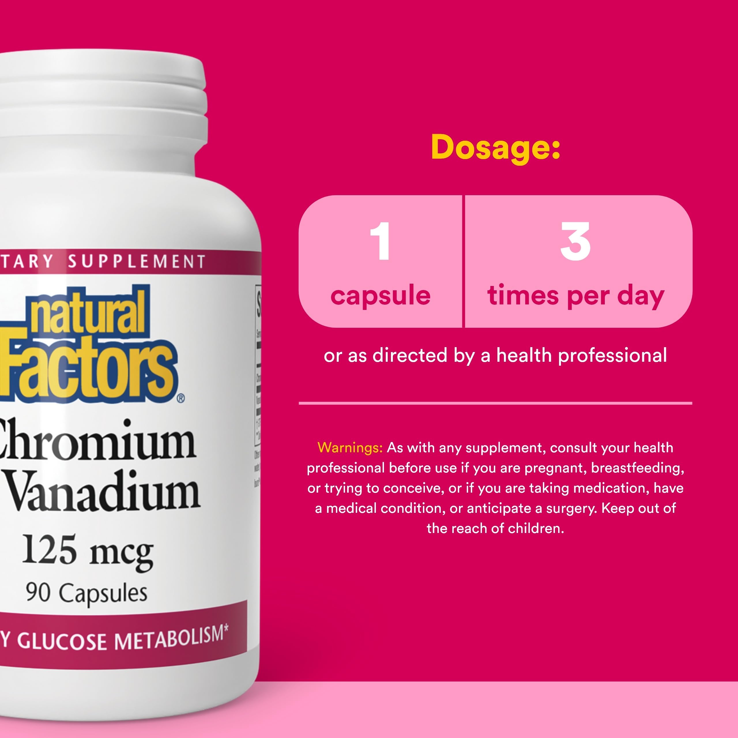 Natural Factors Chromium & Vanadium 125 mcg, 90 Capsules — Amazon image 3