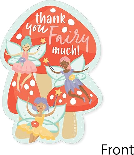 Miniatura 3 de Big Dot of Happiness Let's Be Fairies - Tarjetas de agradecimiento en forma de jardín de hadas, tarjetas de agradecimiento para fiesta de cumpleaños