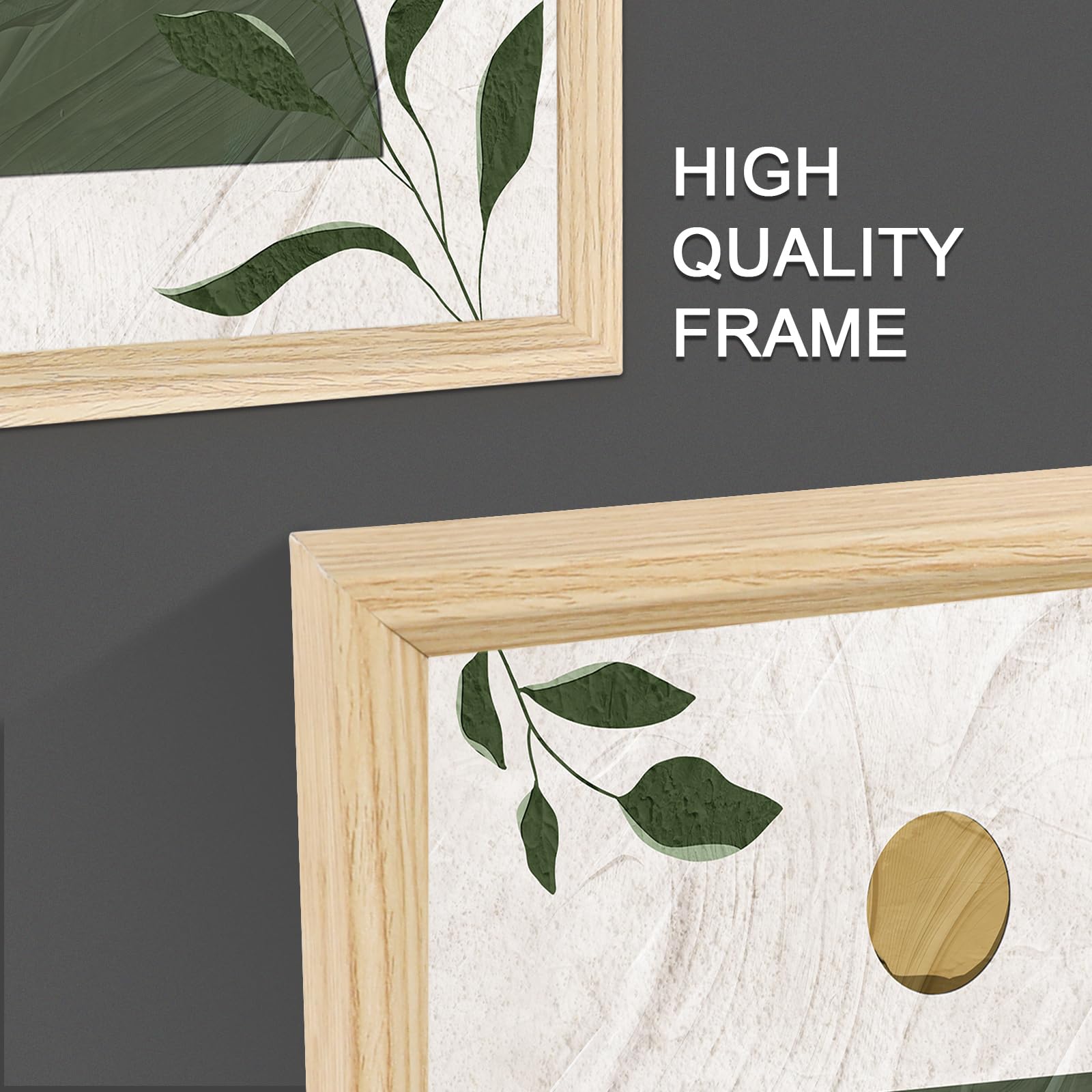 3 Pcs Wooden Framed Canvas Wall Art Set Bohemian Sage Green Canvas Prints Poster Geometric Line Beige Green Pictures for Living Room Bedroom Dinning Room Hallway Stairs Wall Decor 30x40cm x3pcs — view 120