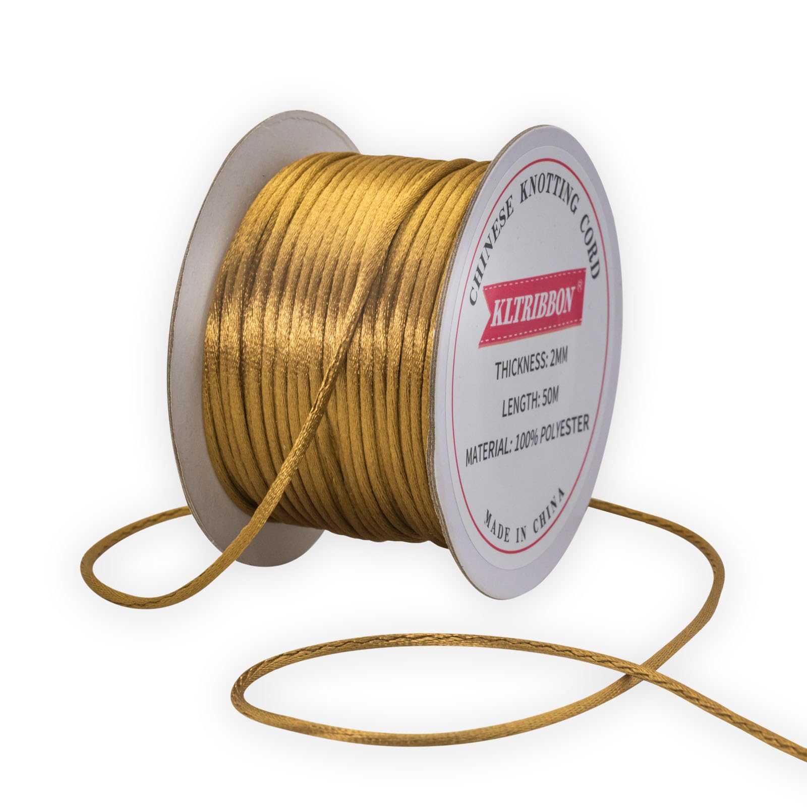 Elegant Gold Rattail Satin Cord Silk String Jewelry Macrame Thread 2mm 50m