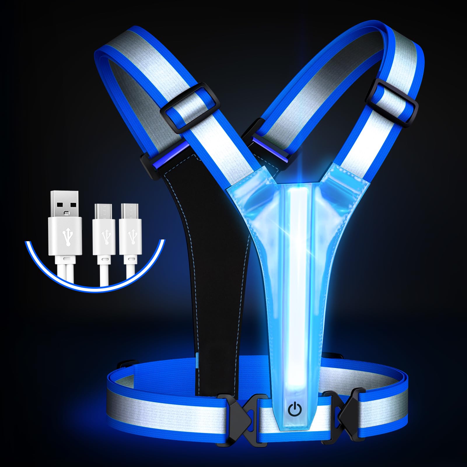 LED Gilet Catarifrangente, 5 Colori 3 modalità di Illuminazione Gilet Running Riflettente Ricaricabile per Correre Ciclismo, Passeggiate Corsa attività all'aperto di Notte