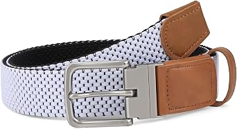 SANSTHS Reversible Braided Belt for Men and Women, Elastic Stretch Woven Golf Belts for Men, Casual Jeans Sports Work 1 3/8"