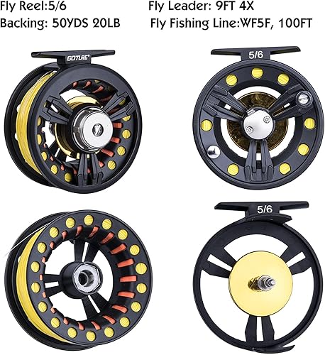 Miniatura 3 de Goture Combo de caña de pescar con mosca y carrete de 8 secciones, caña de pescar con mosca, 6080 moscas de pesca, carrete de aluminio para moscas