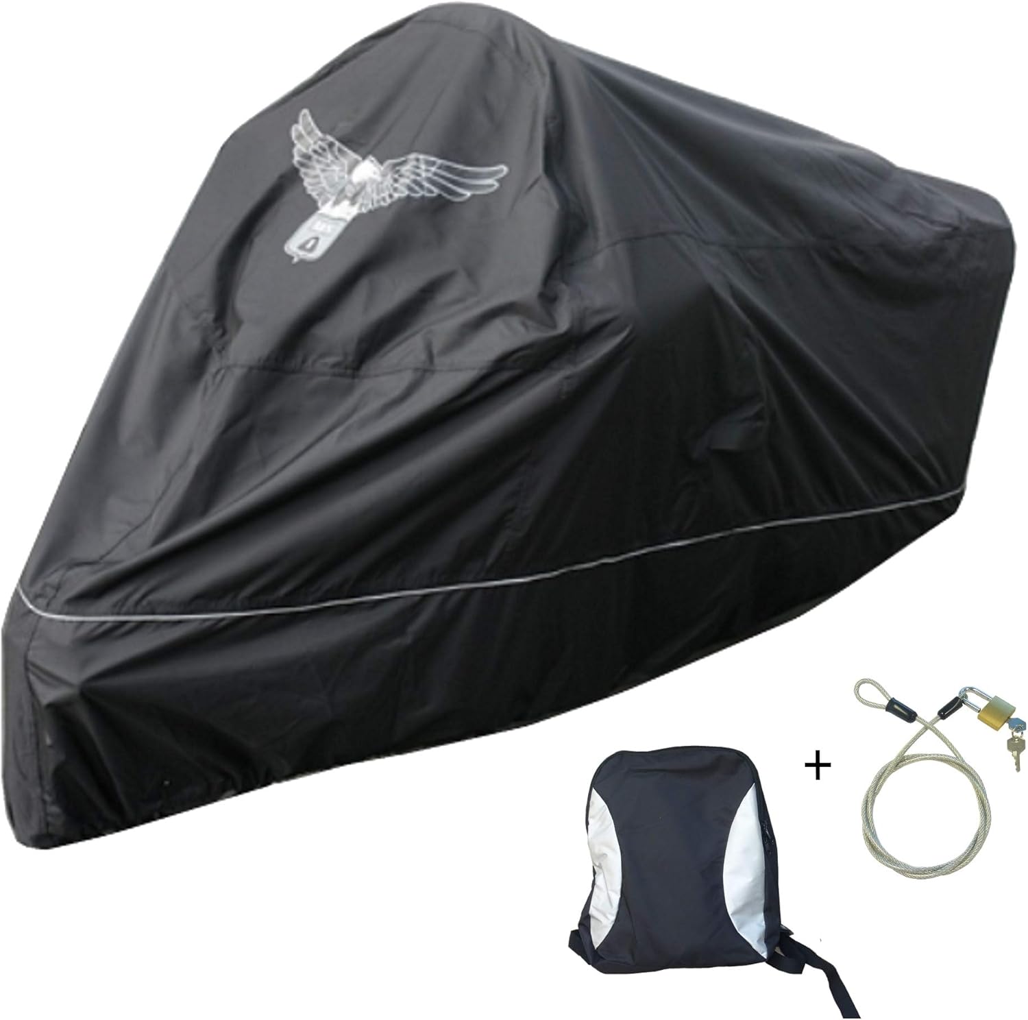 Formosa Covers Motorcycle Cover Premium Heavy Duty All Weather Protection, Fits up to 108″ length Large cruiser, Tourer, Chopper. includes Cable & Lock – Eagle Logo Formosa Covers Motorcycle Cover Premium Heavy Duty All Weather Protection, Fits up to 108″ length Large cruiser, Tourer, Chopper. includes Cable & Lock – Eagle Logo
