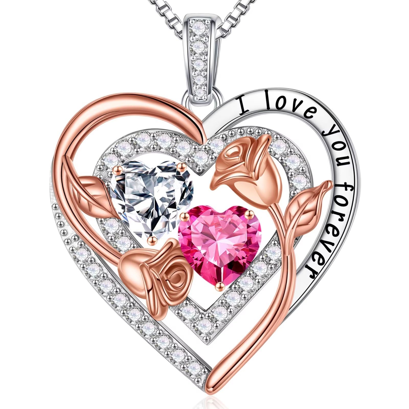 Iefil Mothers Day Gifts for Wife - Sterling Silver Birthstone Necklace, Anniversary Birthday Gifts for Wife Girlfriend Mom