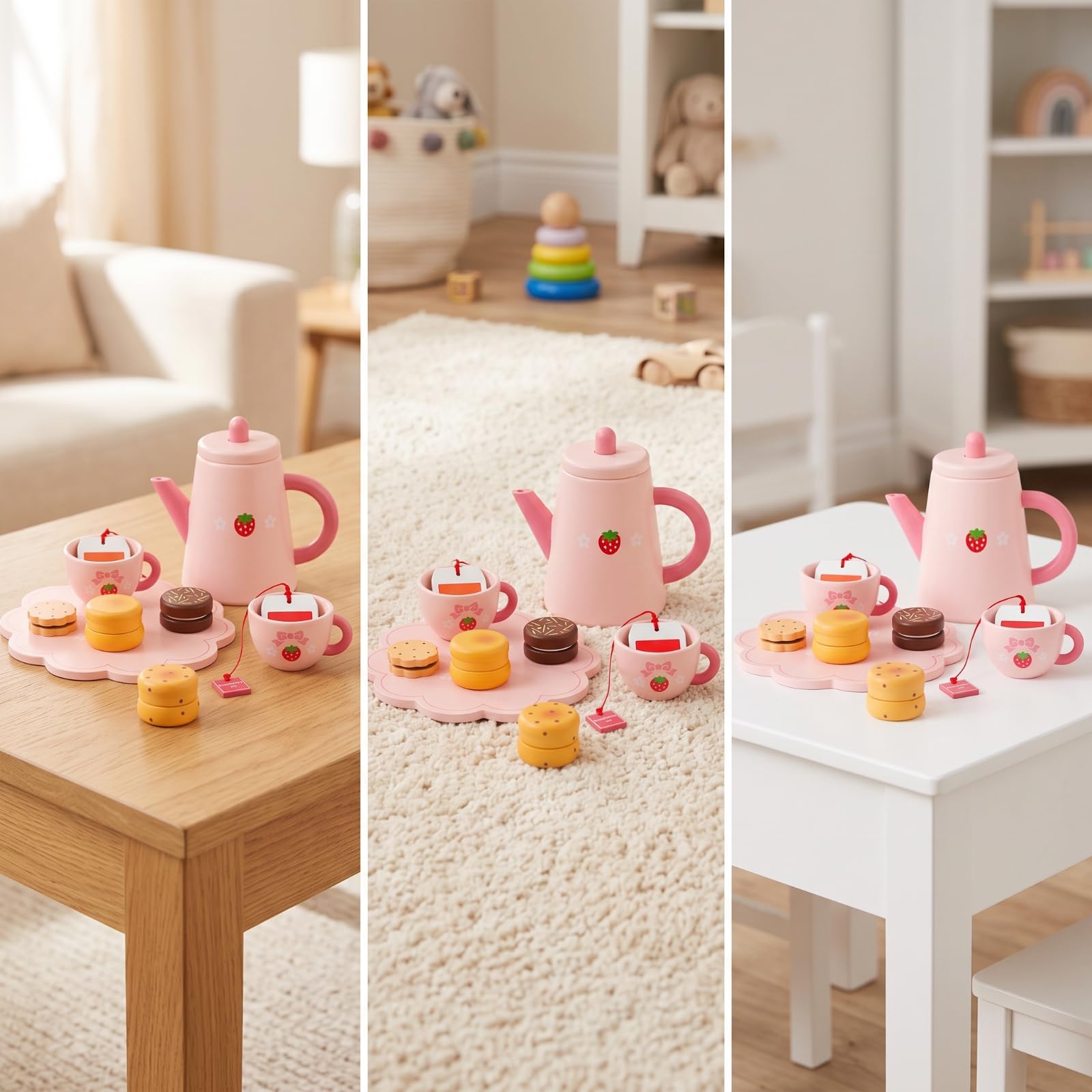 Set da tè con Tazze Superficie Liscia | Colorato, Resistente, Set da tè con Limone, per Asilo