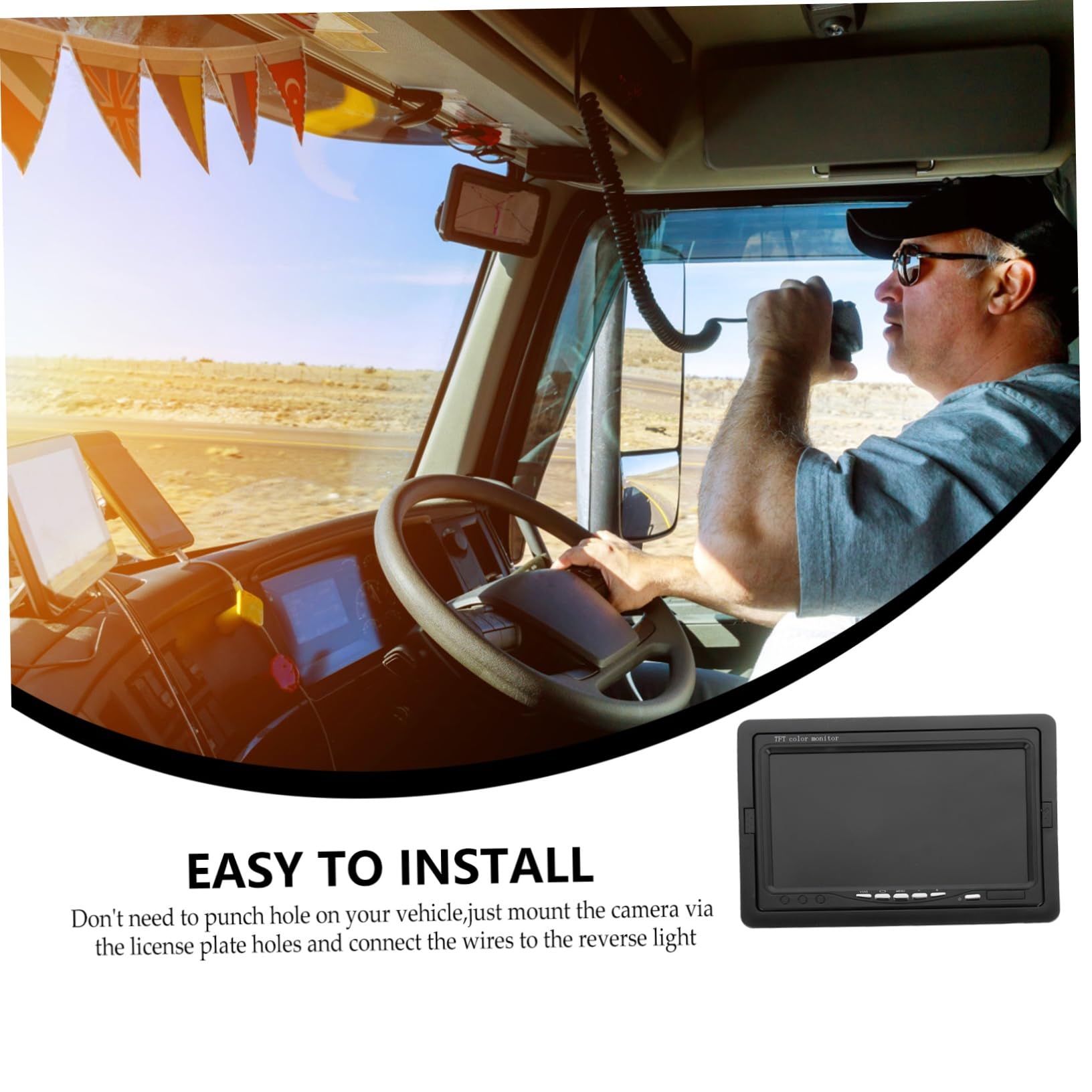 Veemoon Écran De Recul avec Caméra Étanche pour Sécurité Automobile Installation Facile Compatible Pal Ntsc pour Voitures Et Camions