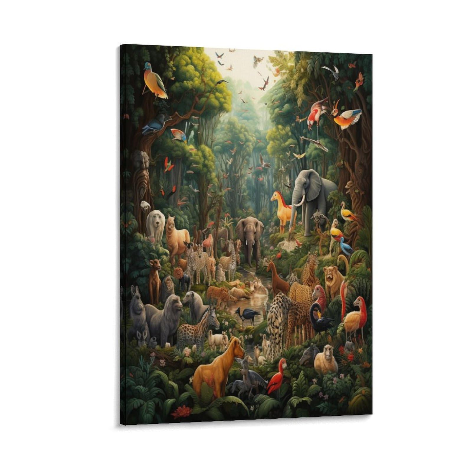 GAOYUCHUN Jungle Animals Poster Artwork Giclee Canvas Prints Modern Wall Art Picture Wall Hanging for Living Room Home Decorations 08x12inch(20x30cm)