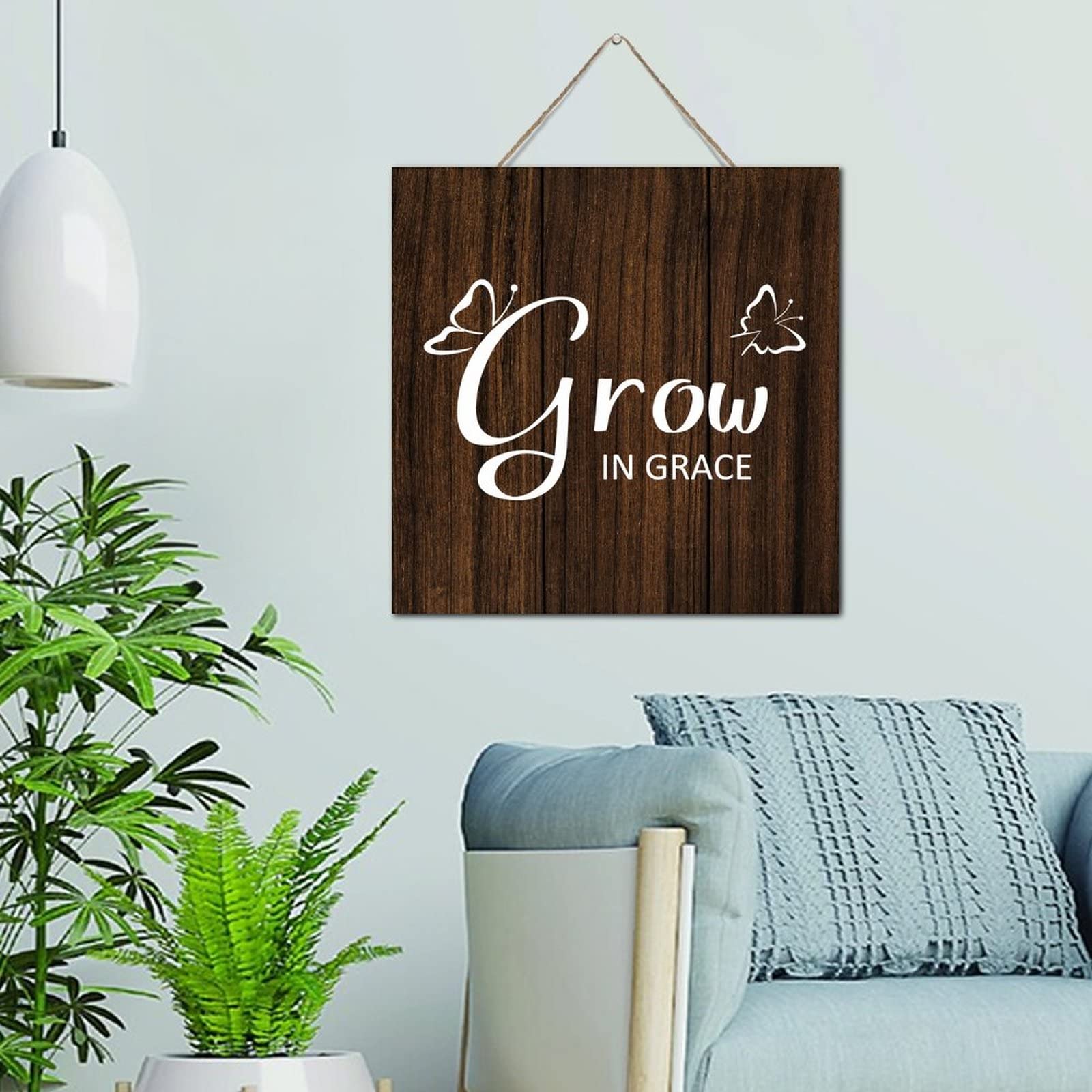 Letrero de madera decorativo con acabados artesanales y cita detallada de 12 pulgadas