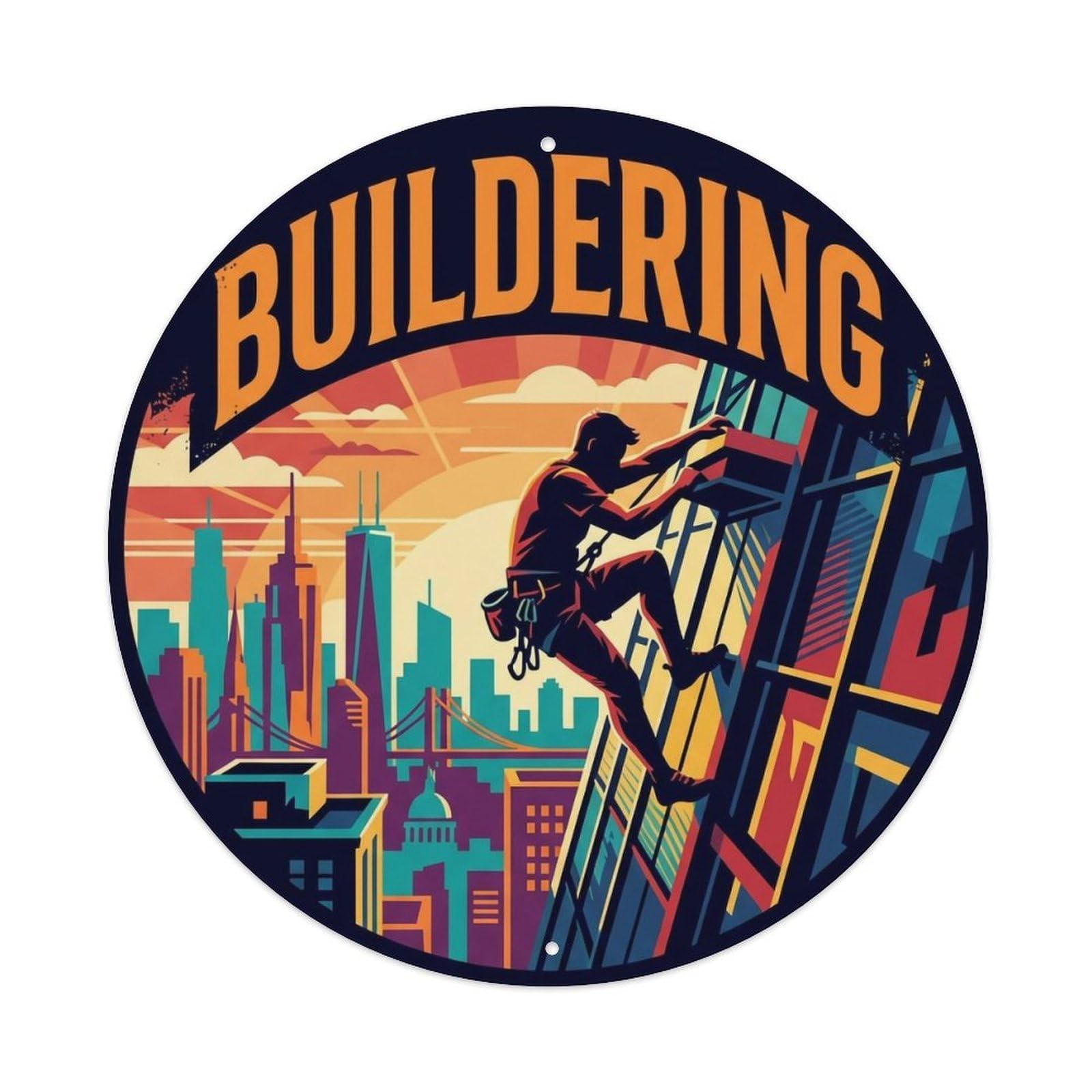 Vintage Buildering Extreme Sports Metal Tin Sign