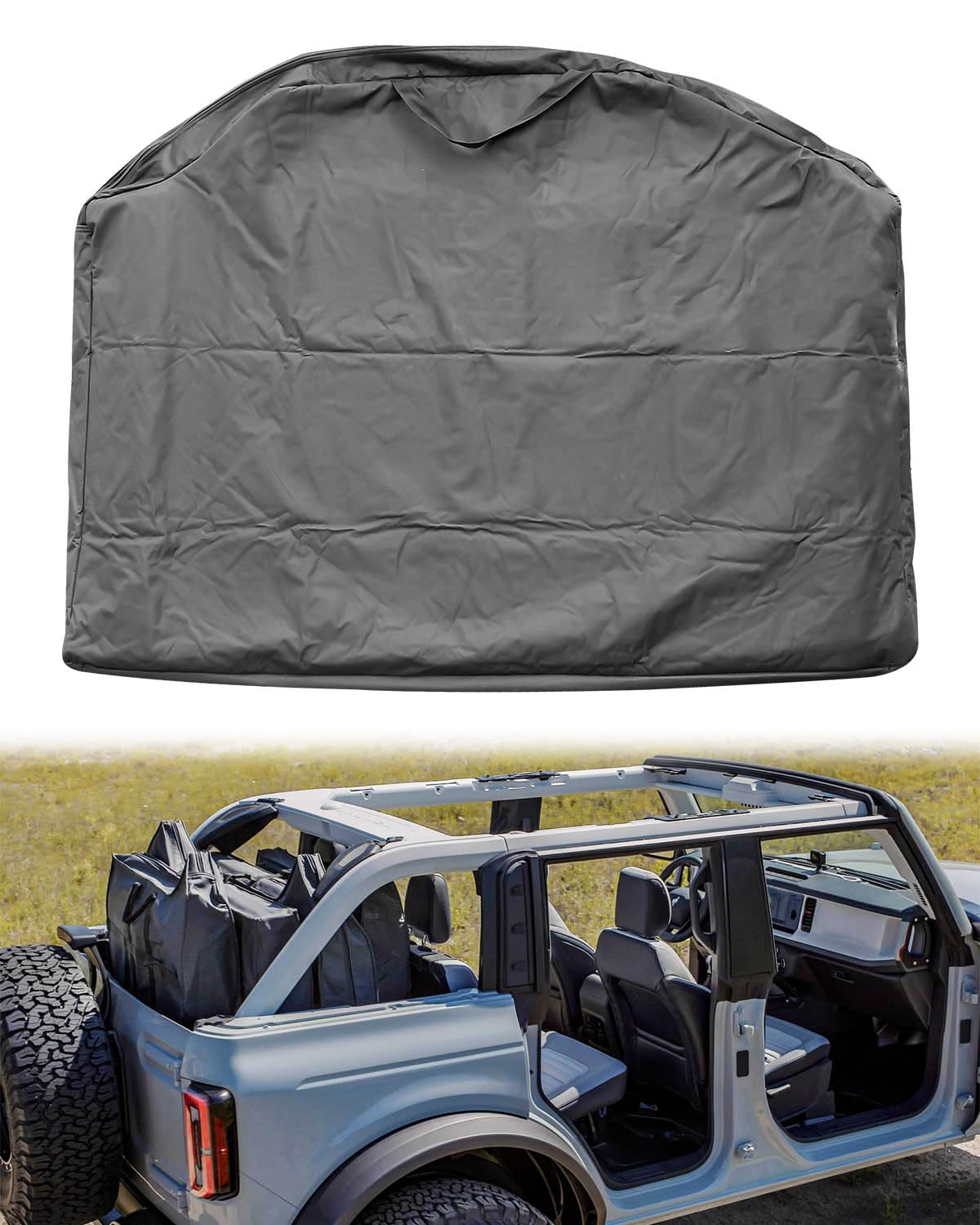 PNYZIK Upgraded Car Hard Top Storage Bag Fit for Ford Bronco 2021 2022 2023 4-Door, Portable Freedom Panel Storage Bag for Roof Panel Over Rear Row Seat, Rear Hardtop Organizer Bag 1Pc