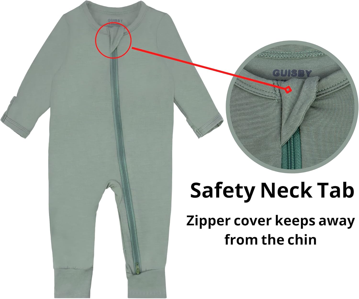 GUISBY Baby Pajamas with Mitten Cuffs - 3Pcs Girls Boys 2 Way Zipper Long Sleeve Rayon Sleepers - Image 4