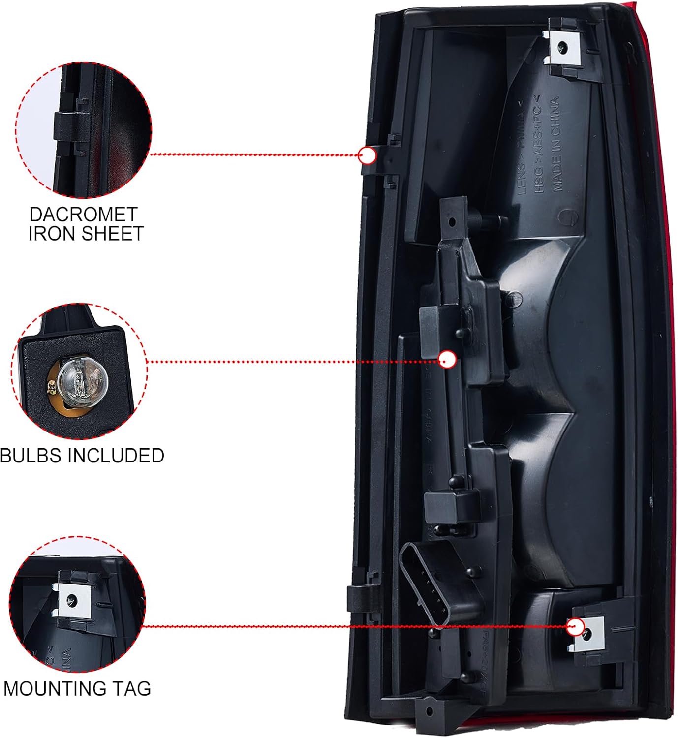 Tail Lights Fit for Chevy GMC 1988-00 C/K 92-99 Suburban 92-00 Yukon 92-94 Blazer 95-00 Tahoe A Pair W/Circuit Board