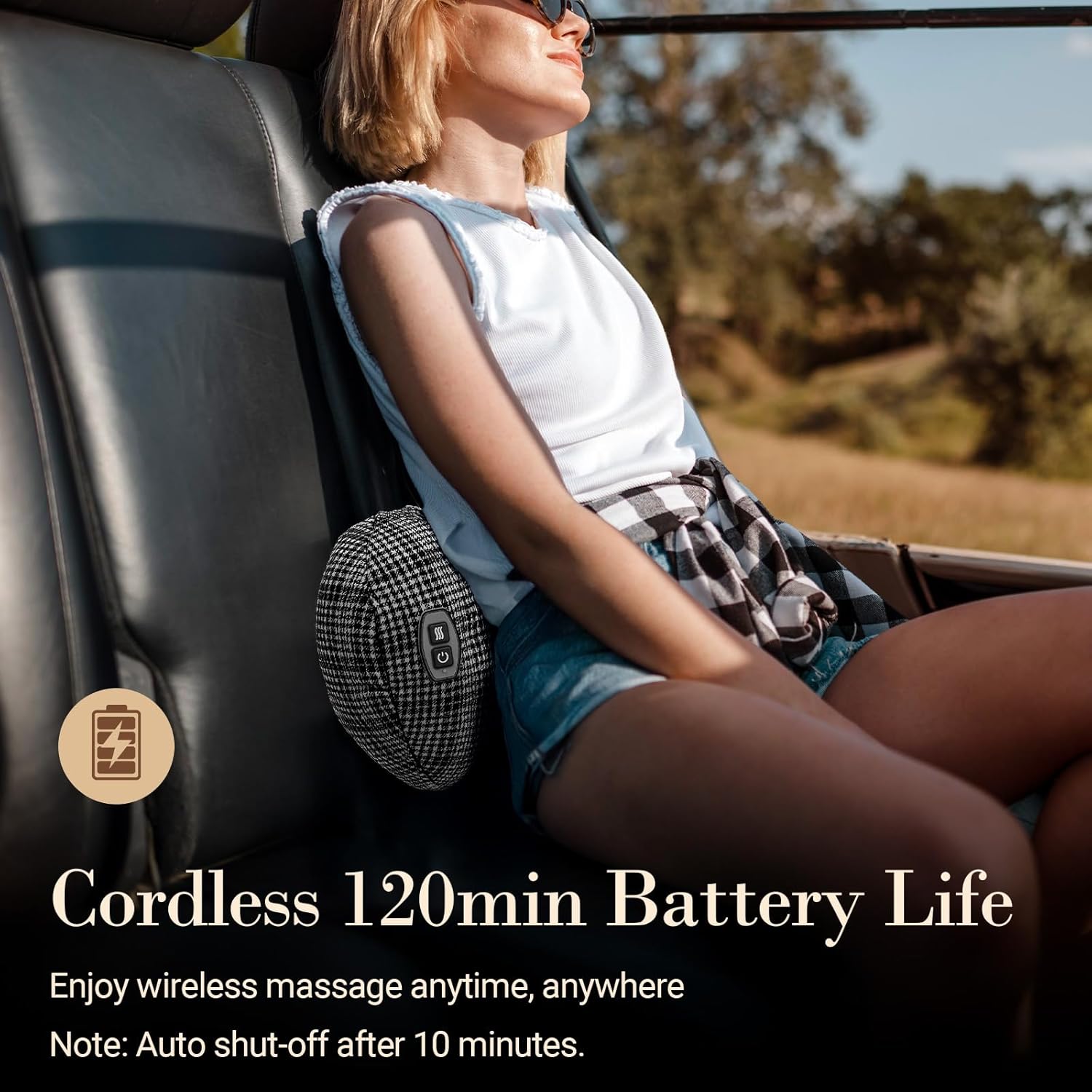 Back Massager for Pain Relief, Valentines Day Gifts for Women Men FSA Eligible HSA, Cordless 120min Neck and Back Massager, Plush Skin-Friendly Kneading Massage Pillow for Full Body Relaxation - Image 3