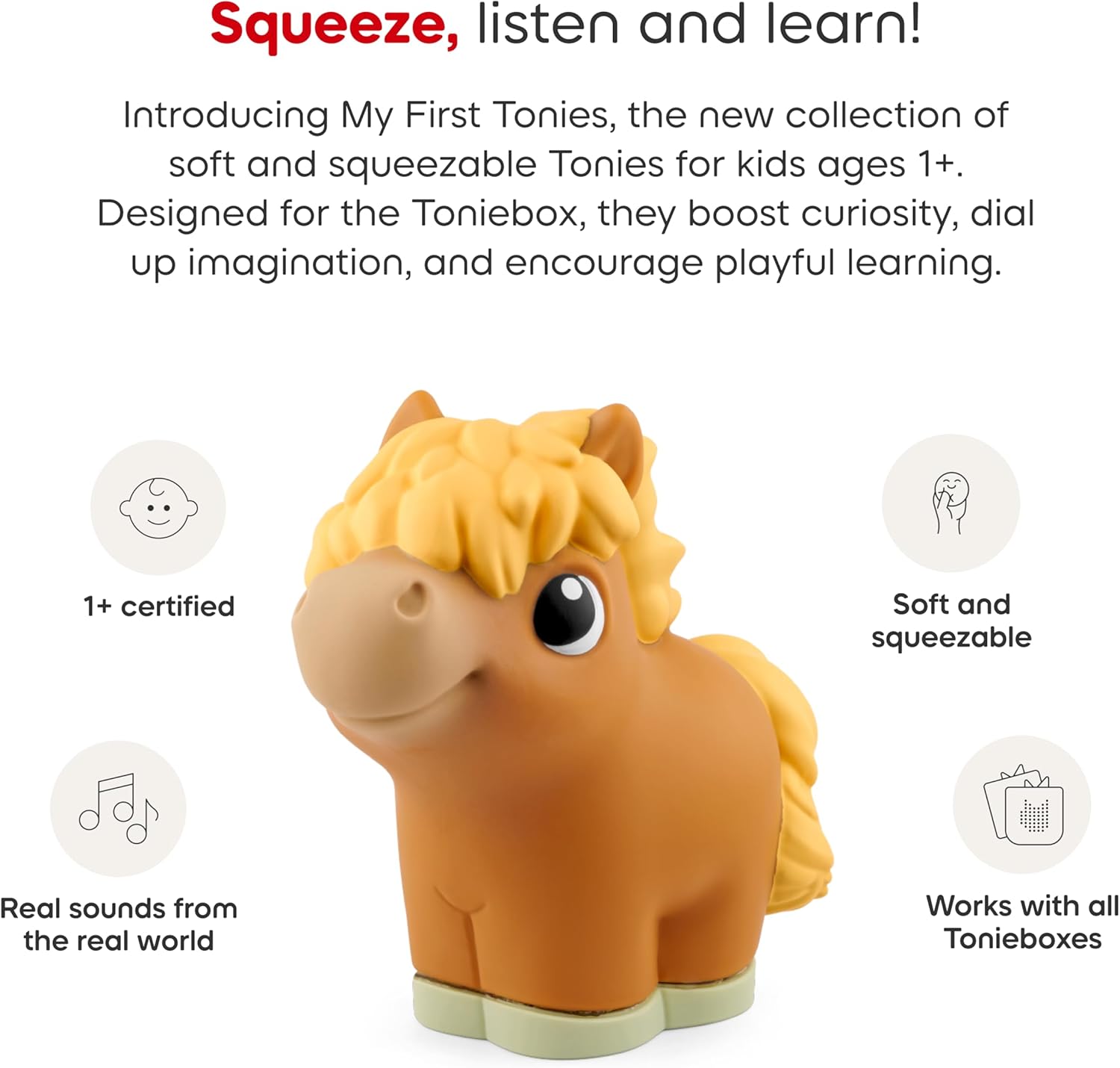 Tonies My First Farm Set - Cow, Pig and Horse Soft and Squeezable Audio Toy Figurines