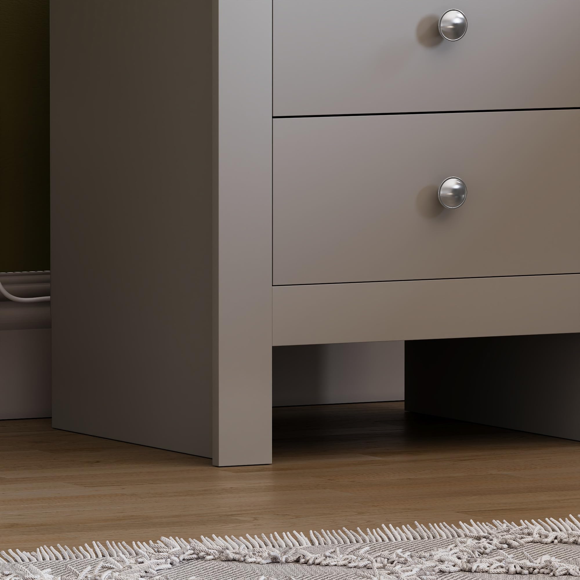 Vida Designs Comodino con 2 Cassetti Arlington, Legno Ingegnerizzato, Grigio e Quercia, H 51 x W 45 x D 40 cm
