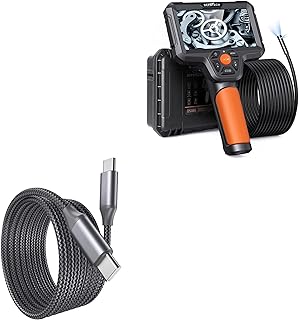 BoxWave Cable Compatible with Depstech Dual Lens 5.0 Video Borescope Inspection Camera (5 in) - DirectSync PD Cable (10ft) - USB-C to USB-C (100W), Long 10 Foot PD Braided Nylon Alloy Cable