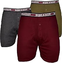 Brooklyn Big Size Mens Boxers Pack Of 3 Plus Size Underwear For 2XL-8XL Burgundy/Charcoal/Olive
