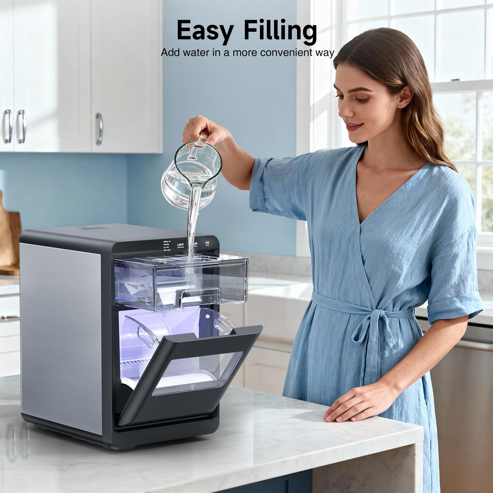 Etl Approval Nugget Ice Maker Countertop, 45lbs/24h Pebble Ice Maker With Water Tank, Soft Chewable Pellet Ice Machine With Self-Cleaning For Kitchens/Home/Office on Fridge.com - View 6