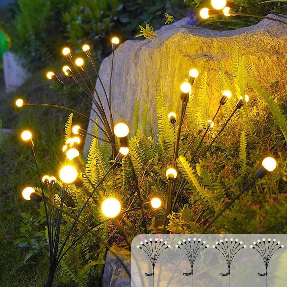 SANAAA Solar Garden Lights 4 Pack, Solar Swaying Light, Christmas Decorative Lights, Vibrant Solar Garden Lights Outdoor Waterproof, Solar Outdoor Lights for Yard Patio Walkway Decoration (4 Pack)