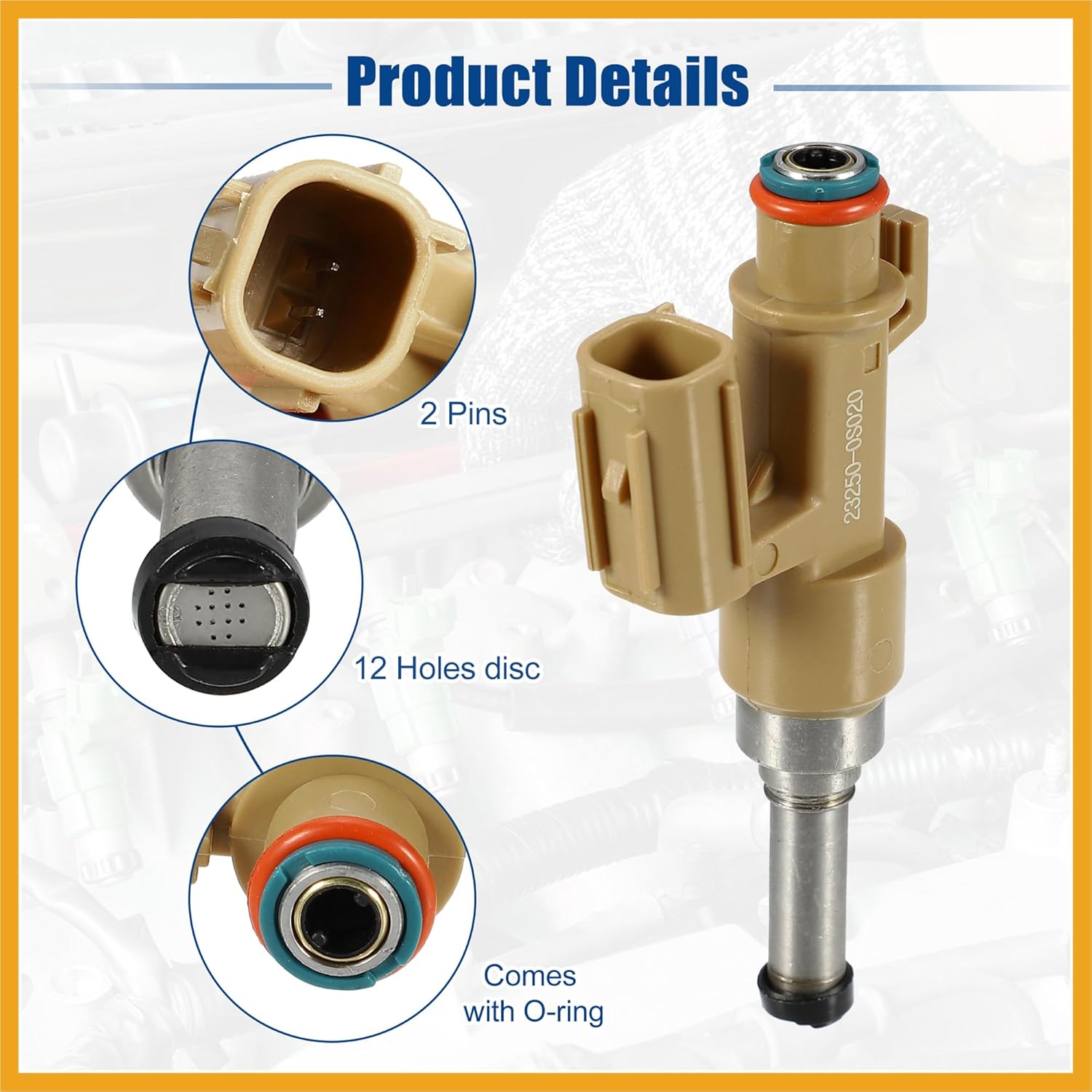 Car Fuel Injector Nozzle Replacement Fit for Toyota Tundra 5.7L V8 2008-2019 23250-0S020 - Pack of 8 Replacement