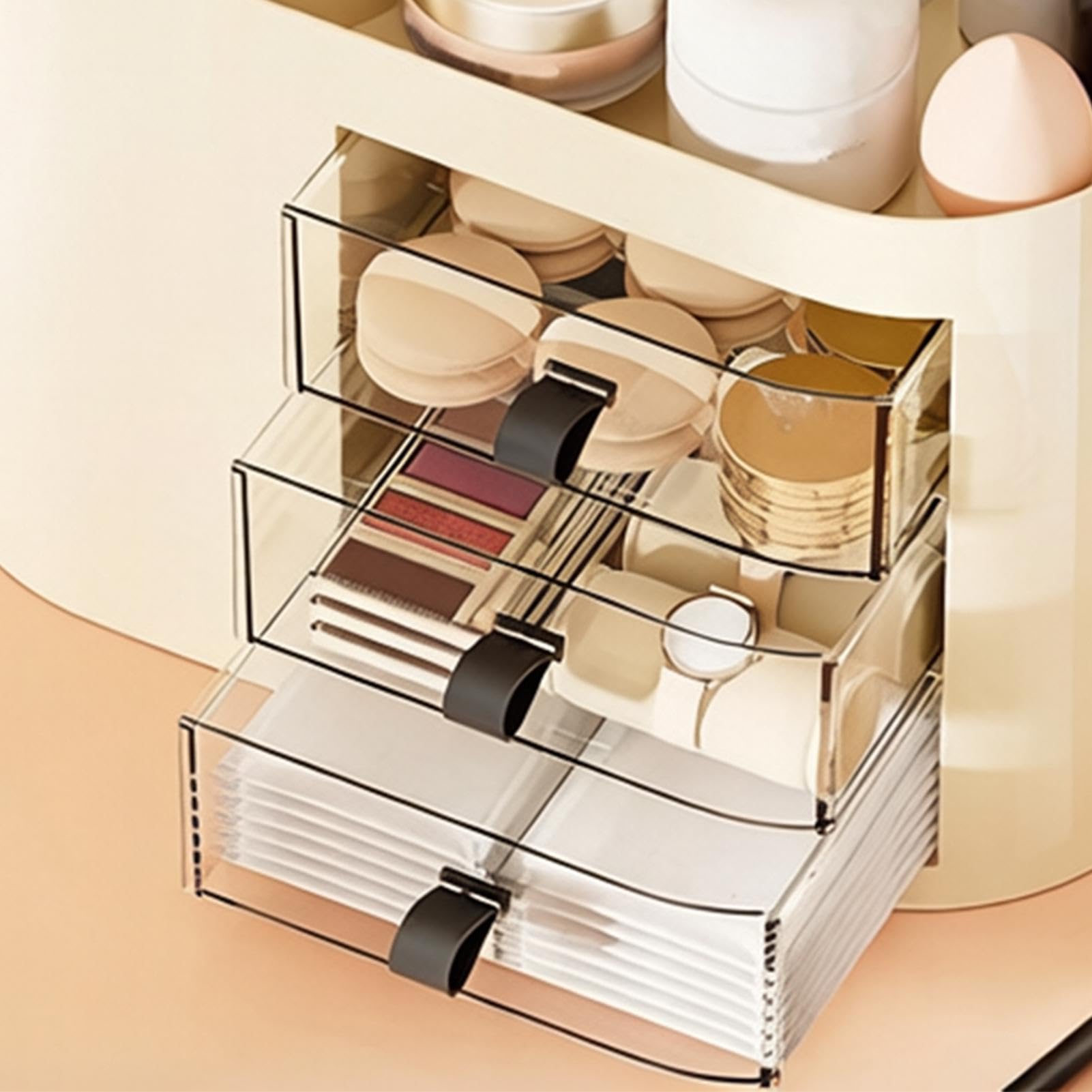 Genérico Organizador Cosmético con 3 Cajones de Gran Capacidad | Organizador De Maquillaje Para Baño Y Almacenamiento De Perfumes para Tocador Perfume Pintalabios Cuidado Facial Baño y