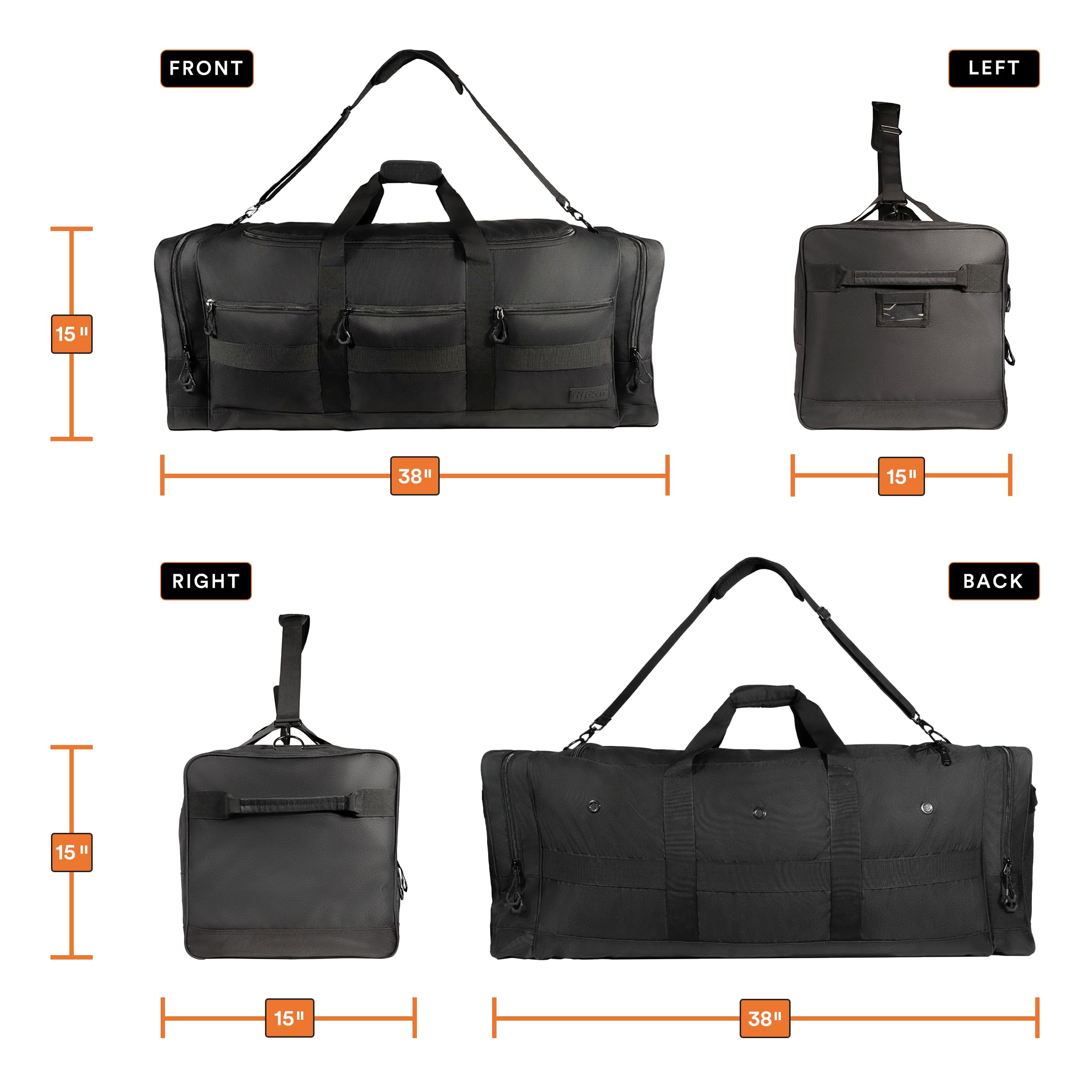 Fitdom Strapazierfähige Sportausrüstungstasche, 140 l, 96,5 cm, mit verbessertem Reißverschluss, langlebig und wasserabweisend. Perfekt für Reisen, Aufbewahrung, Fußball, Hockey, Baseball, Basketball