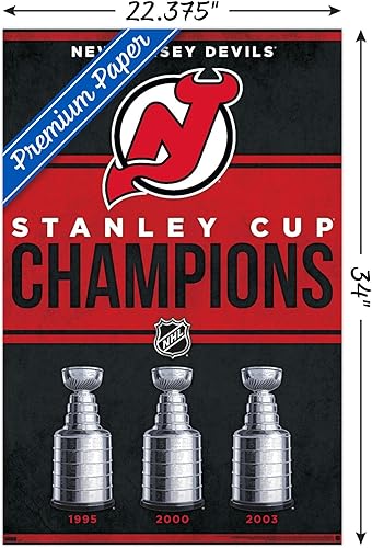 Miniatura 3 de Trends International NHL New Jersey Devils - Póster de pared de Champions 23, 22.37 x 34.00 pulgadas, paquete de póster y montaje prémium
