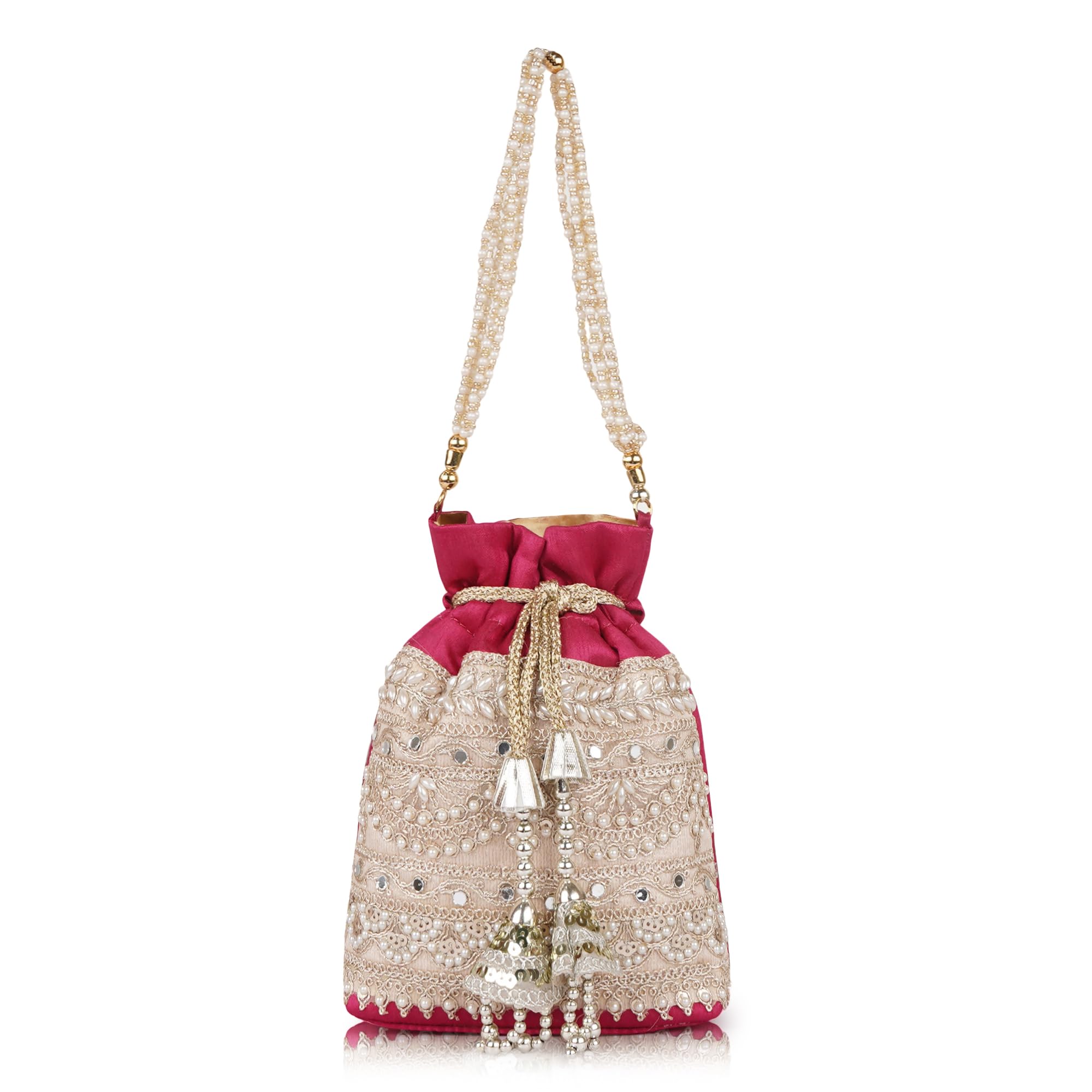 Velvet SilK Stylish Embroidery Unique Design Traditional Wedding Handheld Potli Bag For Women-image-37