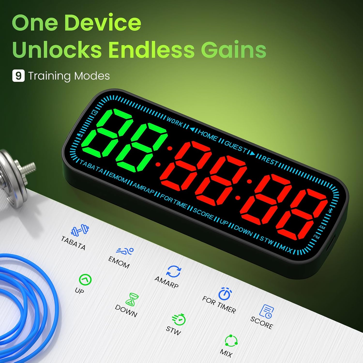 Gym Timer Clock Bluetooth App Controlled Magnetic Workout Interval Timer, Home Large LED Digital Display, Countdown Clock for Score Crossfit, Tabata, HIIT, EMOM, Boxing