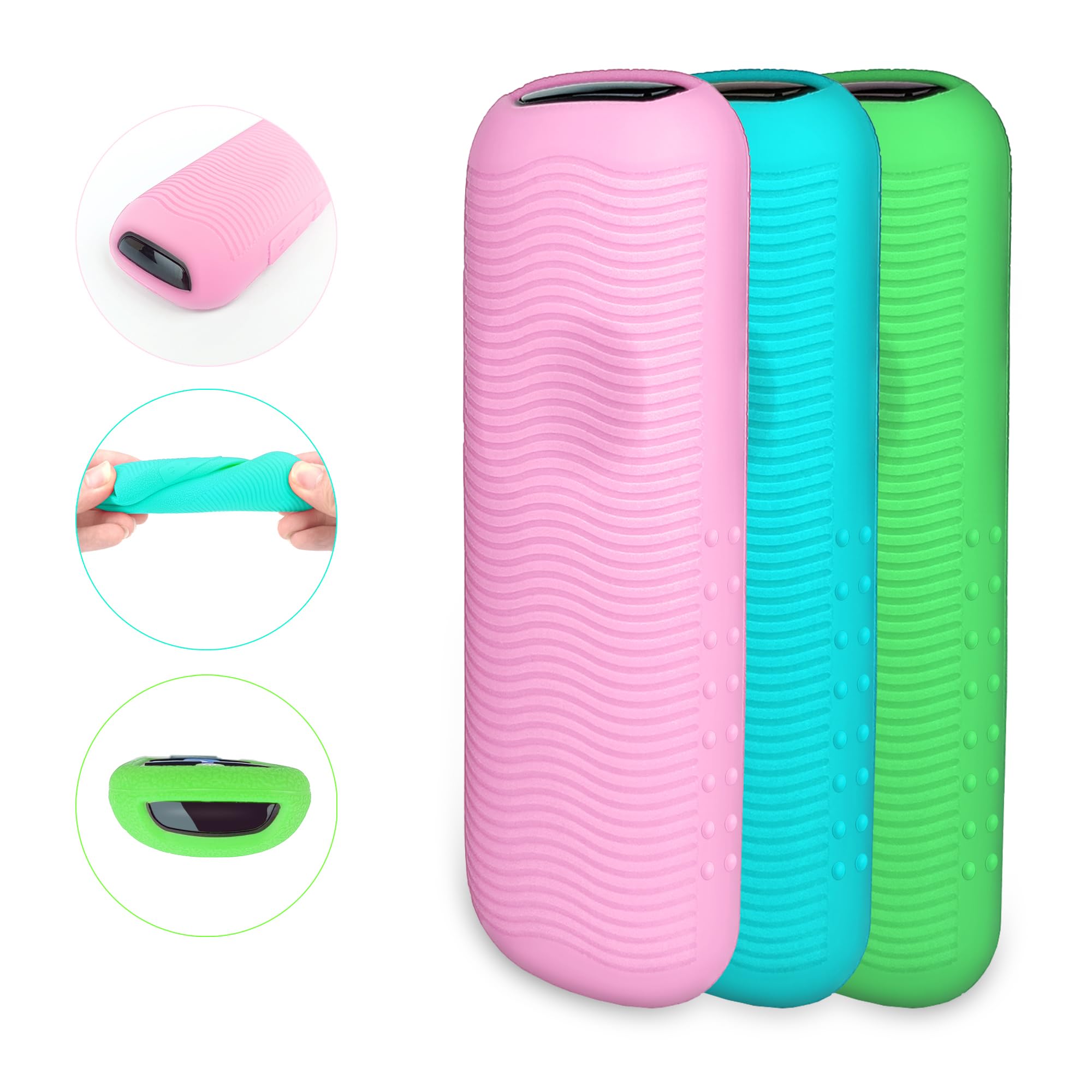 (3 Pack) Protective Cover Case Skin for Roku TV Remote - Glow in The Dark, Drop-Proof, Dust-Proof, Washable, Compatible with Most Models of Roku Voice Remote