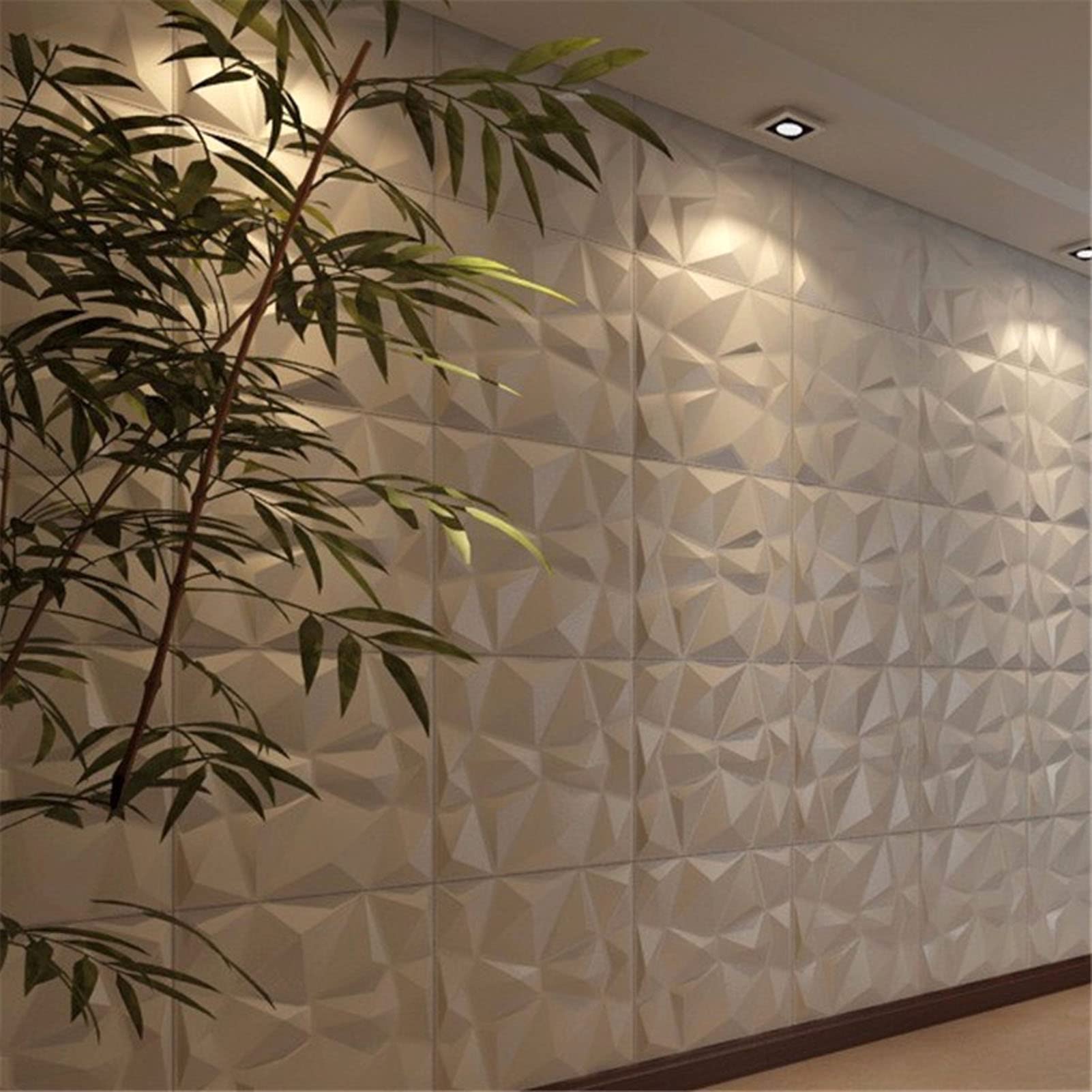 12 PZ Pannelli 3D Decor Pannelli da Parete 3D PVC Pannello da Parete 3D PVC Decorativo, 19 Pannello Strutturato Bianco da 7 Pollici per Decorazioni Interne, Pannello