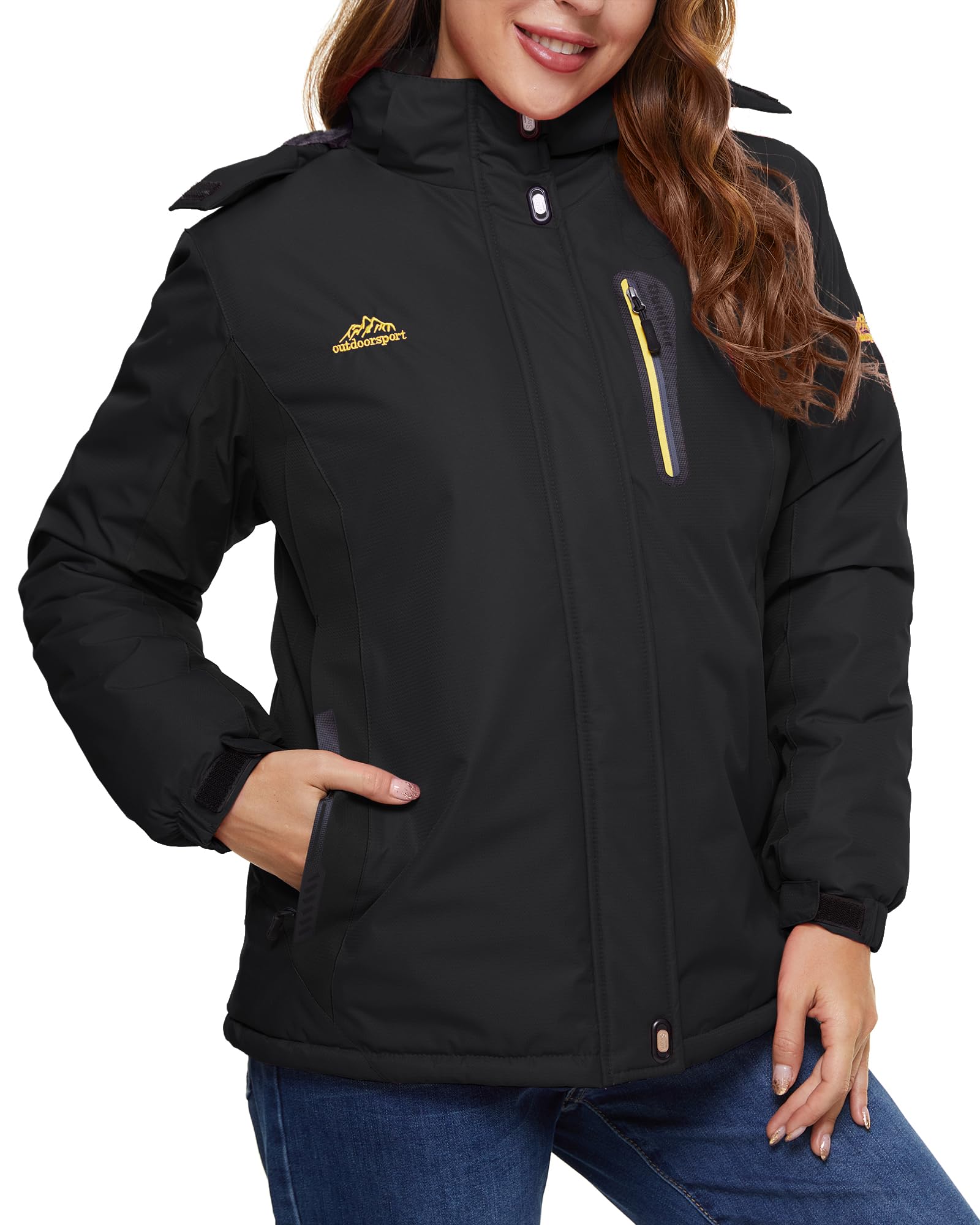TACVASEN Damen Winterjacke Fleece Skijacke Wasserdicht Warm Softshelljacke Gefüttert Outdoor Funktionsjacke mit Kapuzen