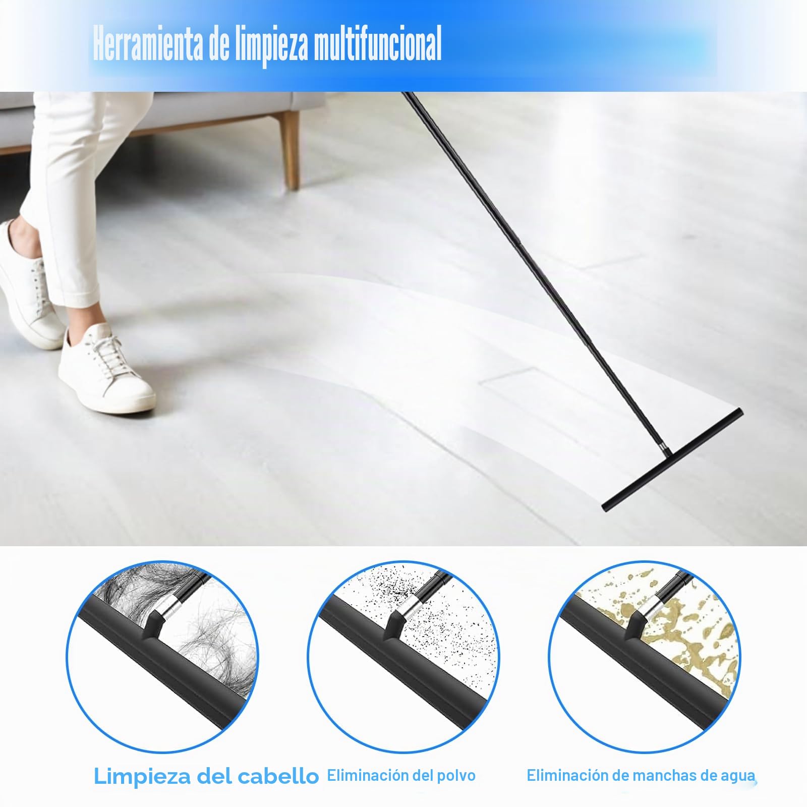 Rasqueta Limpiacristales Ducha Telescopico 120-146cm, Limpia Mamparas Cristal, Limpia Cristales para Ducha, Baño, Coche, Accesorios Baño Negro