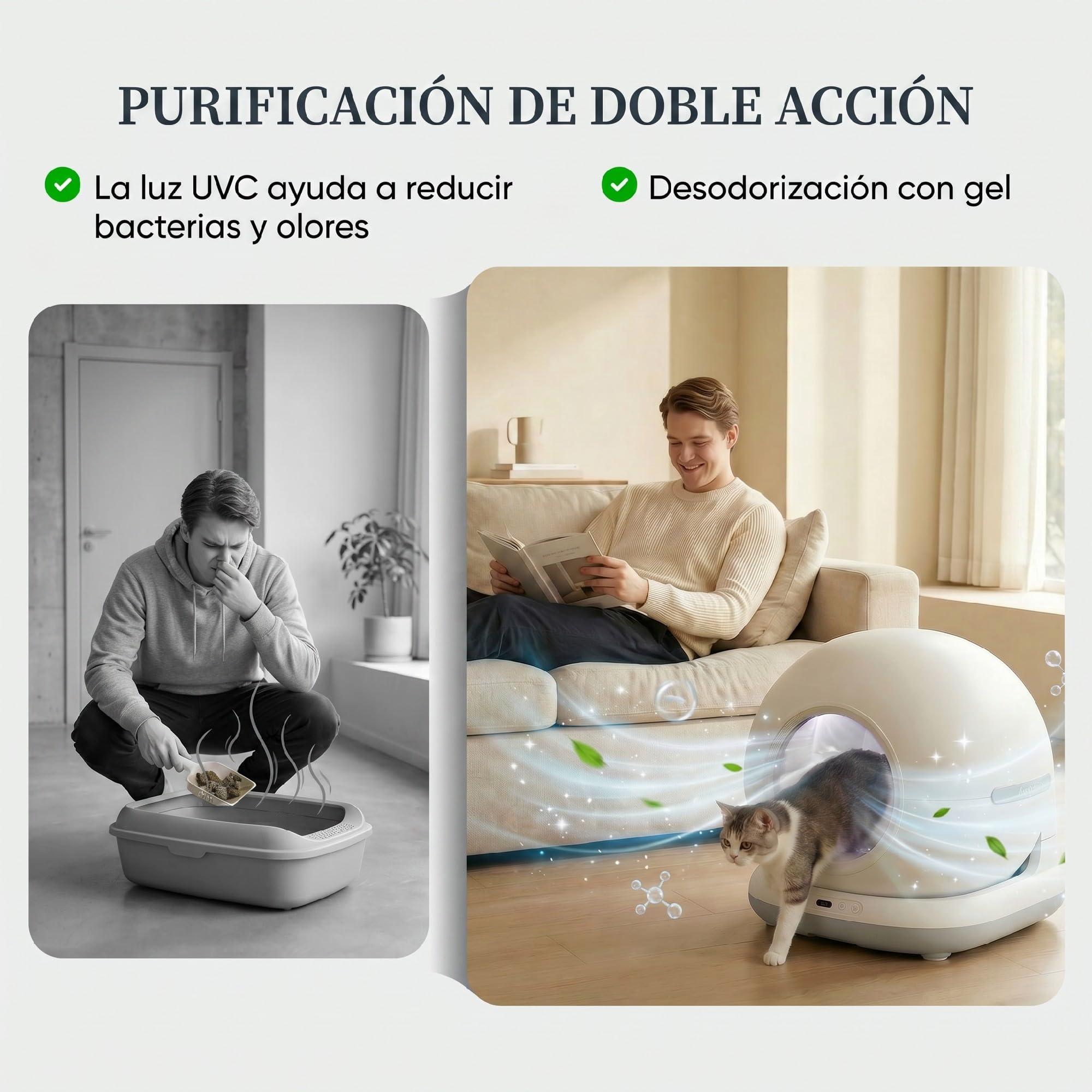 PawHut Arenero Gatos Autolimpiable 72L Extragrande con Control por App | Sensores de Seguridad, Control de Olores y Ruido, Gel Desodorante, Alfombrilla y Bolsas de Basura