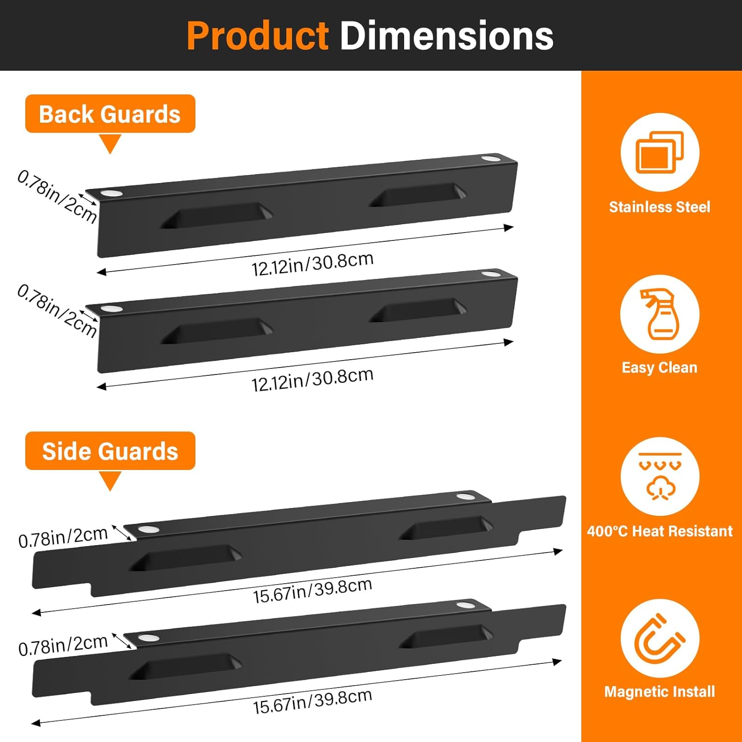 Magnetic Wind Guards for Blackstone 28 Inch Griddle, Wind Screen for Blackstone Griddle Accessories, Grill Accessories Protect Flame Hold Heat, Compatible with Cover Hood, Rear Grease Cup&Side Shelf
