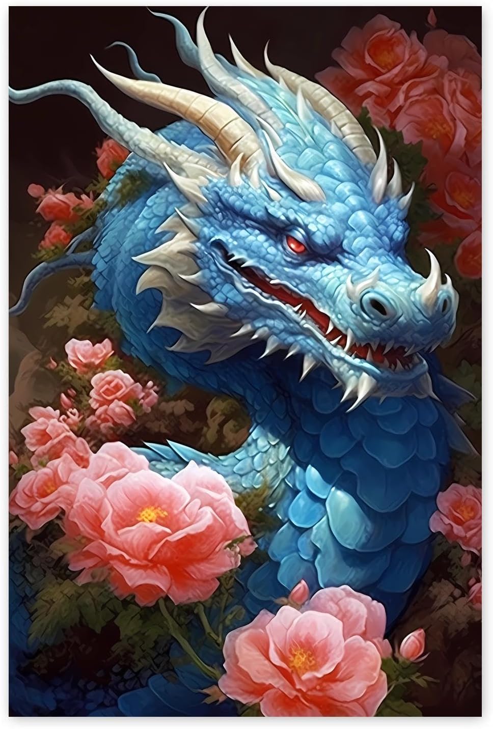 POEOIEX 5D DIY Diamond Painting Kits for Adults - Blue Dragon Diamond Painting, Full Round Diamond Canvas Diamond Art by Numbers Painting Kit Gift, Home Wall Decor 20x30 Inch