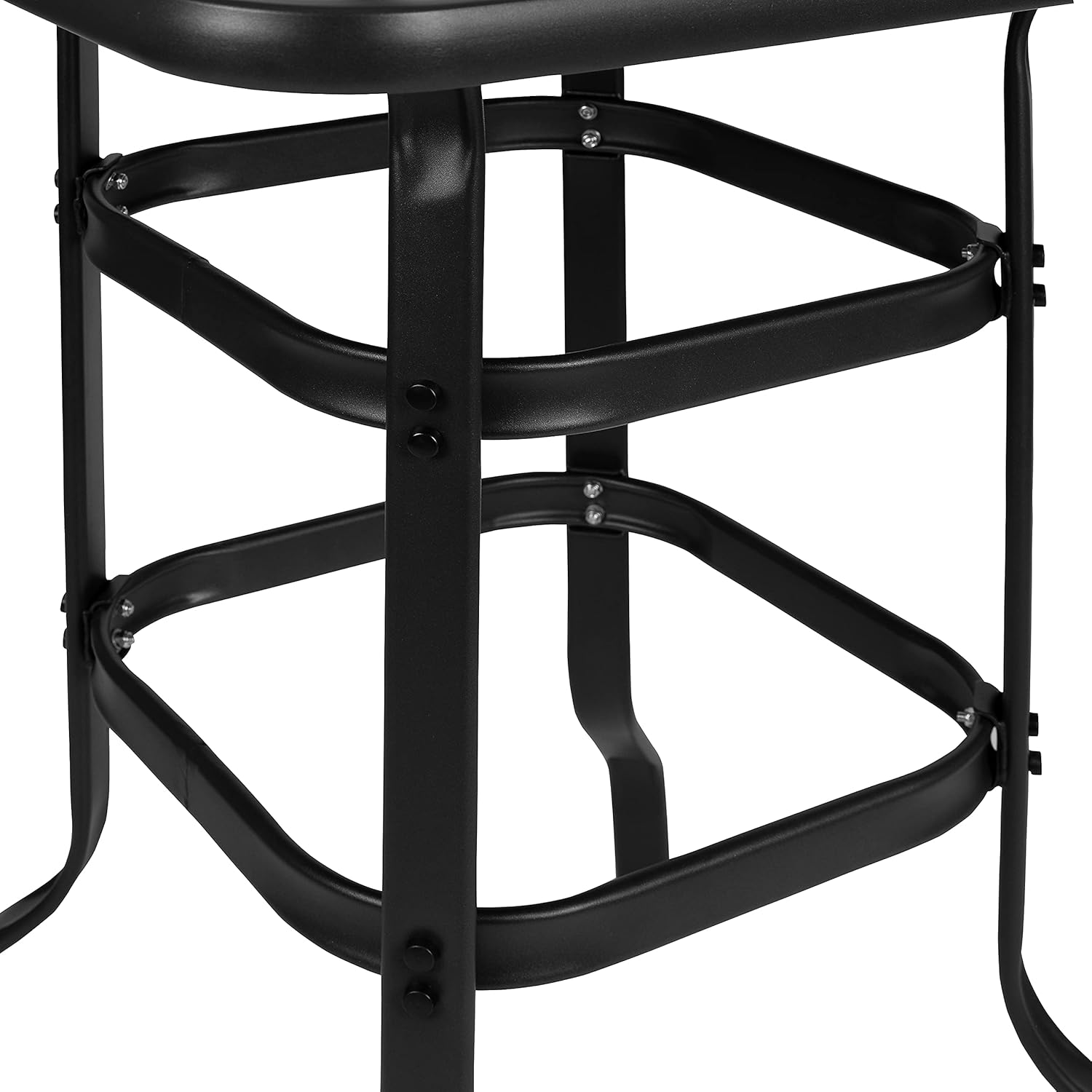 Flash Furniture Barker 27.5" Square Black Tempered Glass Bar Height Metal Patio Bar Table